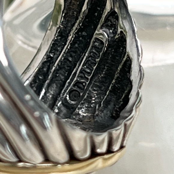 David Yurman Diamond Cable Wide Band Heart Ring .925/18K Gold - Picture 9 of 11